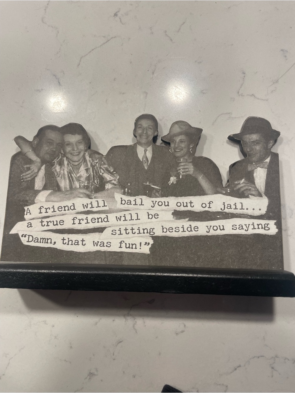 Vintage Black & White Friendship Photo Plaque - Unknown Brand